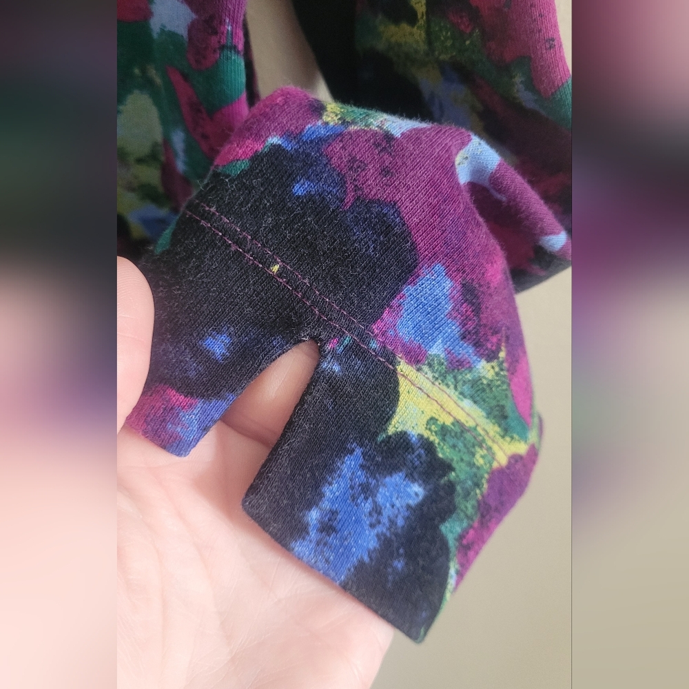 Rafaella Floral Watercolor Top, Women's M, Jewel Tones Blue, Green & Purple - Picture 3 of 9